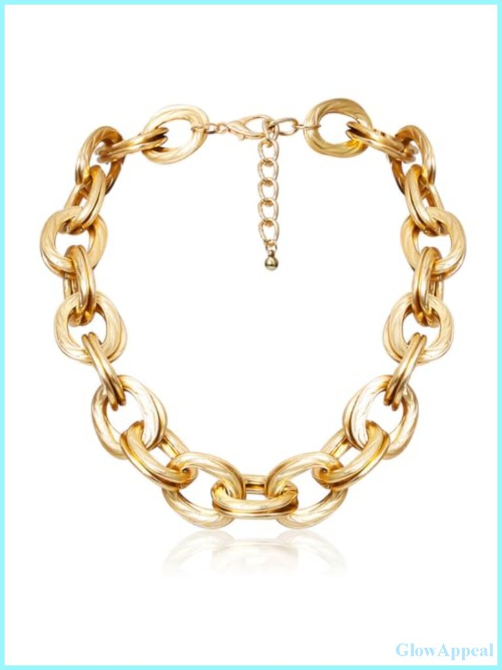 Chunky Cuban Link Choker Necklace Alloy Gold Plated Lobster Clasp